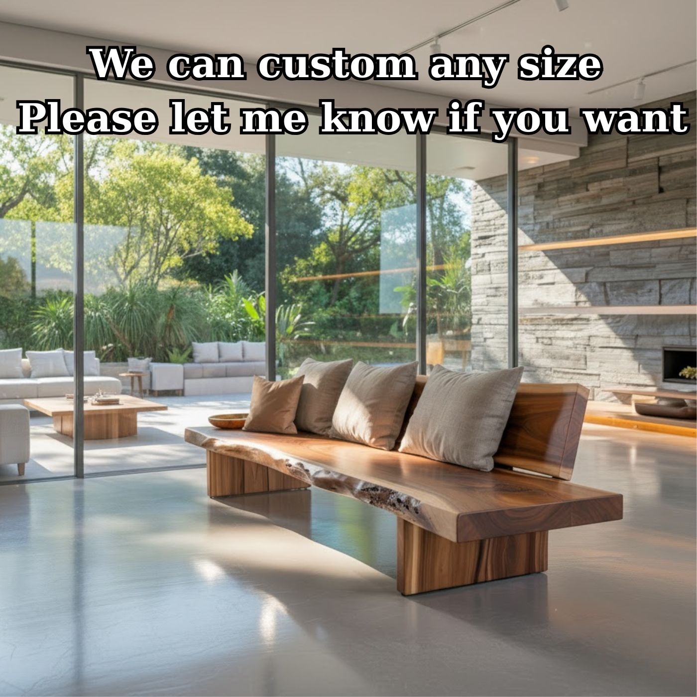 Handcrafted Solid Wood Sofa – Rustic Live Edge Bench-Style Couch with Modern Minimalist Backrest