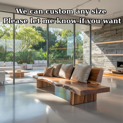 Handcrafted Solid Wood Sofa – Rustic Live Edge Bench-Style Couch with Modern Minimalist Backrest