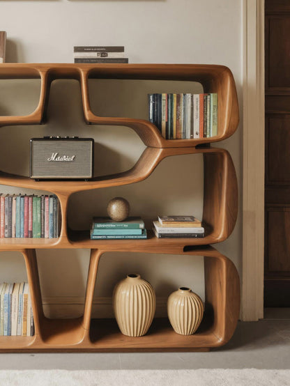 Modern Sculptural Bookshelf With Organic Curves For Living Room Lynnsnail