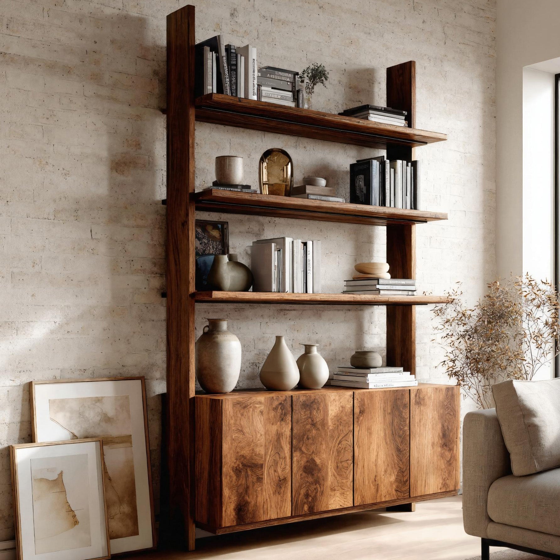 Modern Bookshelf With Open Shelf And Drawers For Living Lynnsnail