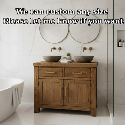 Handcrafted Solid Wood Bathroom Vanity - Rustic Double Sink Console Lynnsnail