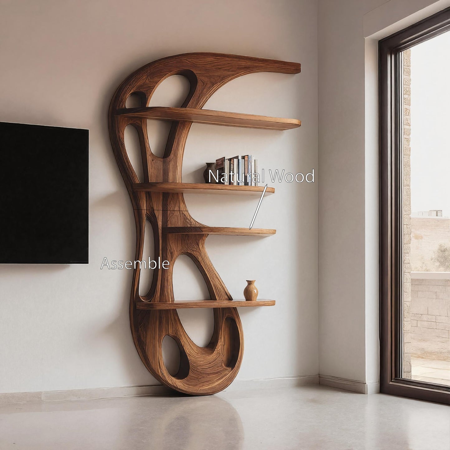 Modern Organic Bookshelf For Living Room Interior Decor Lynnsnail