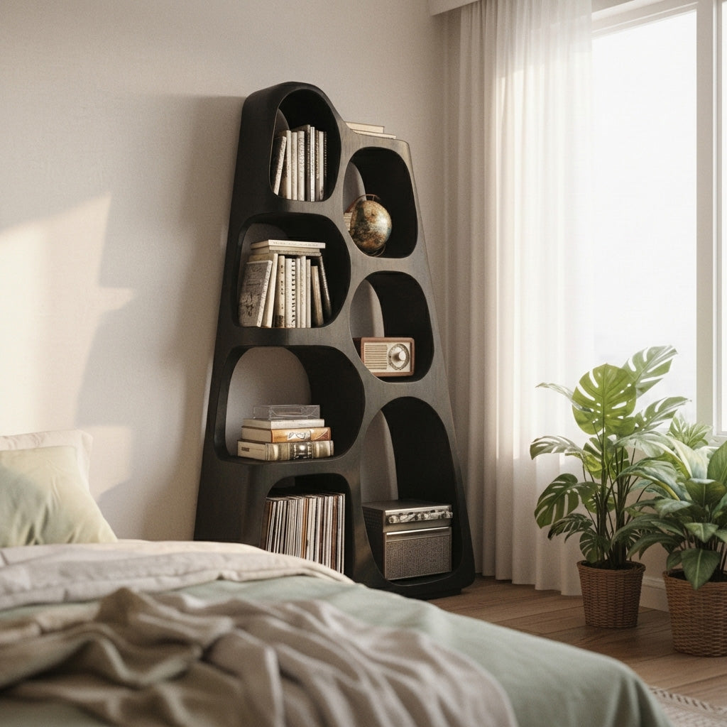 Organic Wooden Bookshelf For Japandi Furniture Decor Lynnsnail