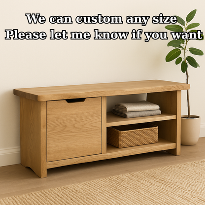 Handcrafted Solid Wood Bench – Oak Entryway Storage Bench & Cabinet Lynnsnail