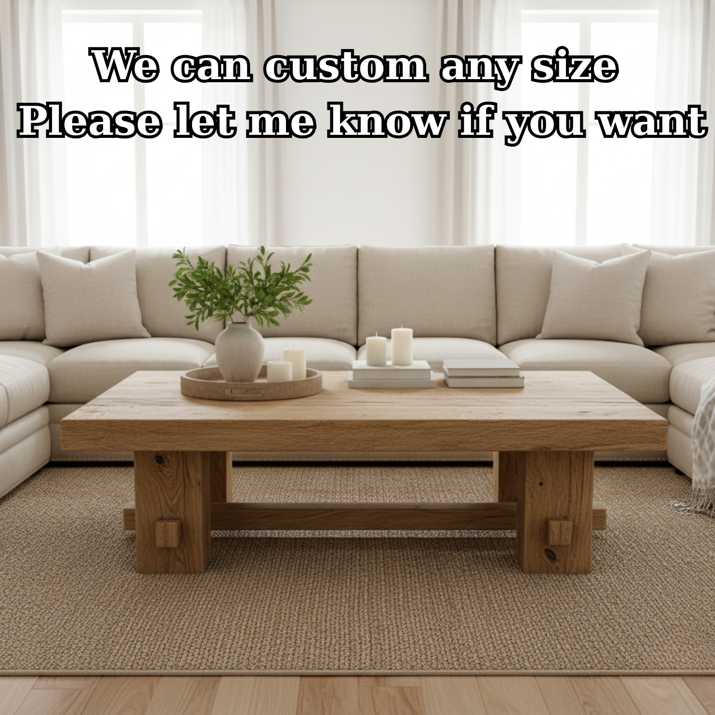 Handcrafted Solid Wood Coffee Table – Rustic Farmhouse Block Design for Living Room Lynnsnail