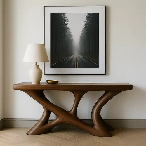 Handcrafted Solid Wood Horizon Console Table – Contemporary Organic Design Lynnsnail