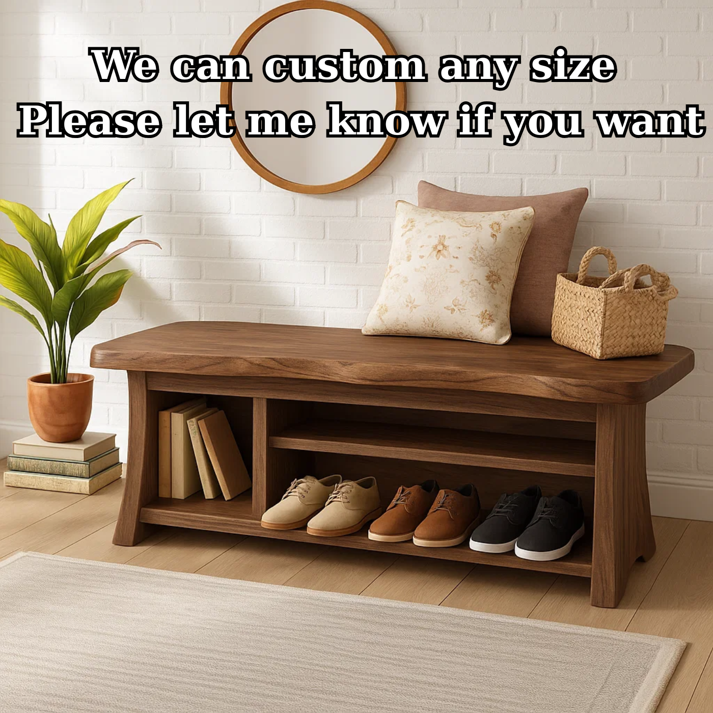 Handcrafted Solid Wood Walnut Bench – Organic Design with Integrated Shelving Lynnsnail