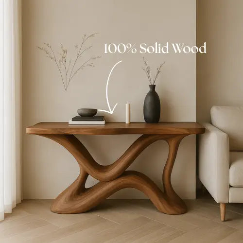 Handcrafted Solid Wood Rhythm Console Table – Contemporary Organic Design Lynnsnail