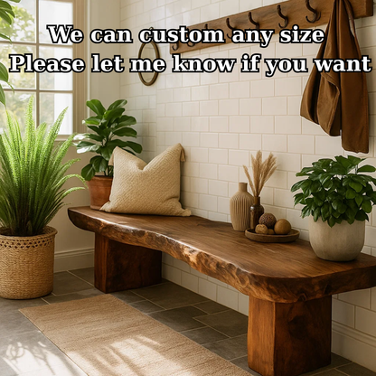 Handcrafted Solid Wood Bench – Rustic Live-Edge Slab Entryway Seating Lynnsnail