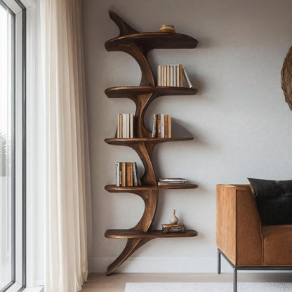 Artistic Curved Wall Bookshelf For Living Room Decor Lynnsnail