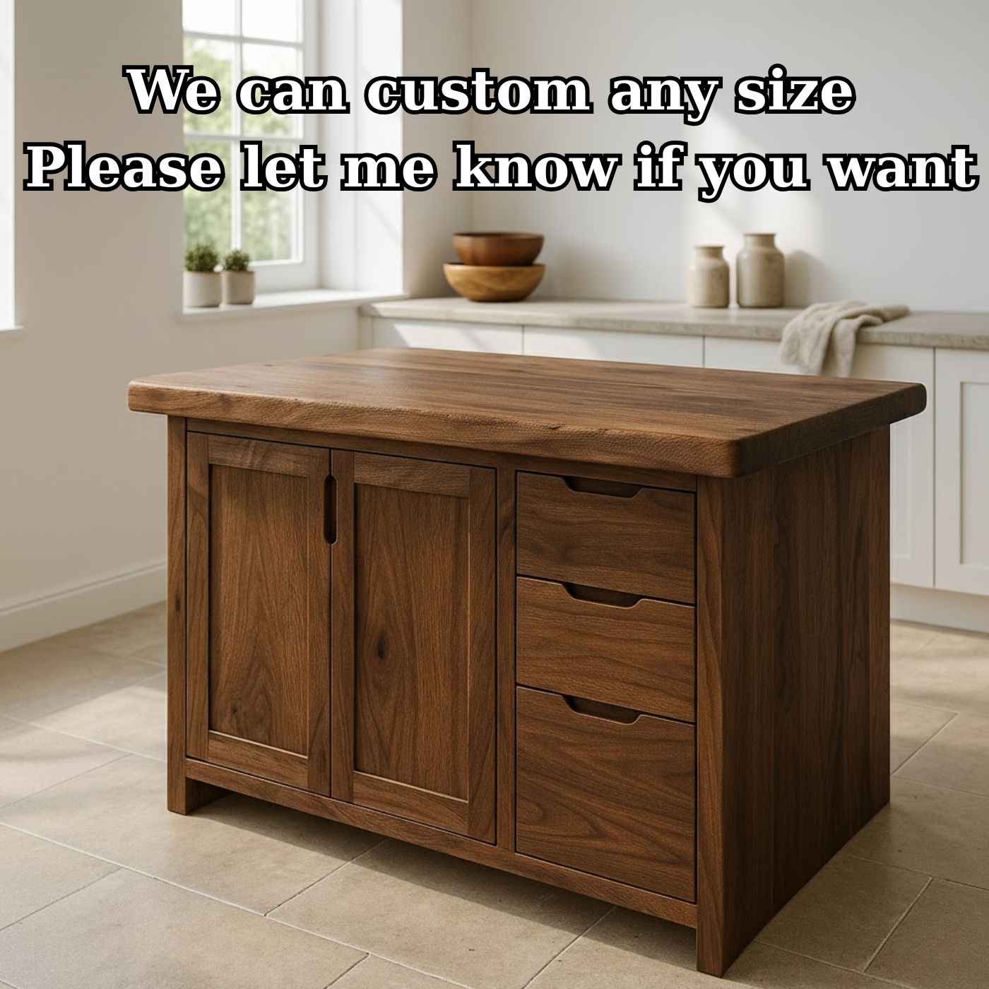 Handcrafted Soild Wood Kitchen Island - Modern Storage Cabinet & Prep Station Lynnsnail