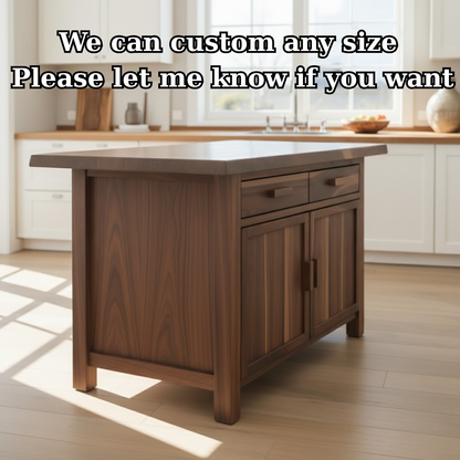 Handcrafted Solid Wood Kitchen Island with Dual Drawers and Spacious Cabinet Storage Lynnsnail