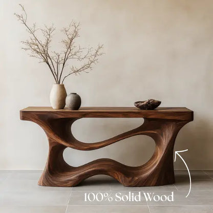 Handcrafted Solid Wood Cascade Console Table – Modern Organic Form Lynnsnail