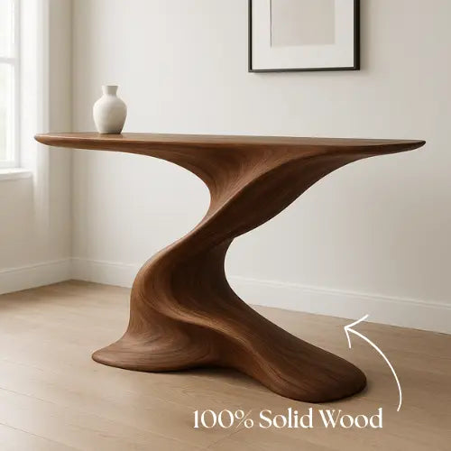 Handcrafted Solid Wood Twist Console Table – Sculptural Modern Design Lynnsnail