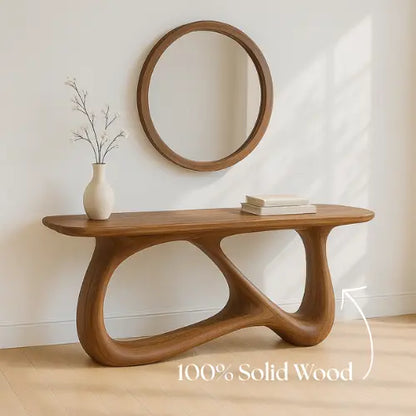 Handcrafted Solid Wood Solace Console Table – Contemporary Organic Design Lynnsnail
