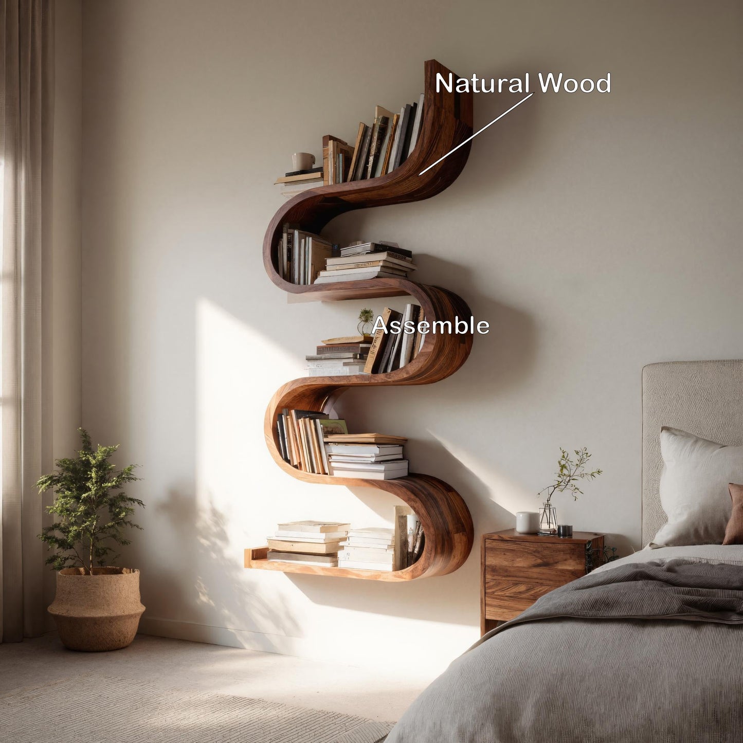 Contemporary Vertical Wall Bookshelf For Living Decor Lynnsnail