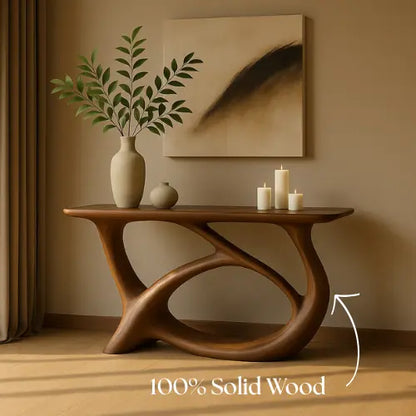 Handcrafted Solid Wood Waveform Console Table – Contemporary Organic Sculpture Lynnsnail