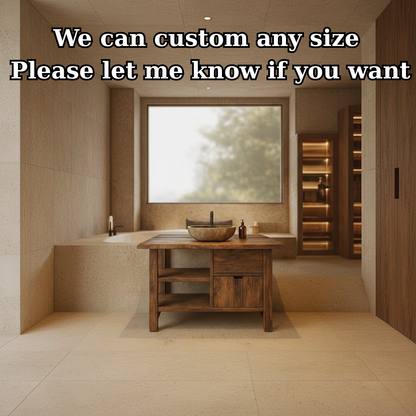Handcrafted Solid Wood Bathroom Vanity with Open Shelves and Soft-Close Storage Lynnsnail