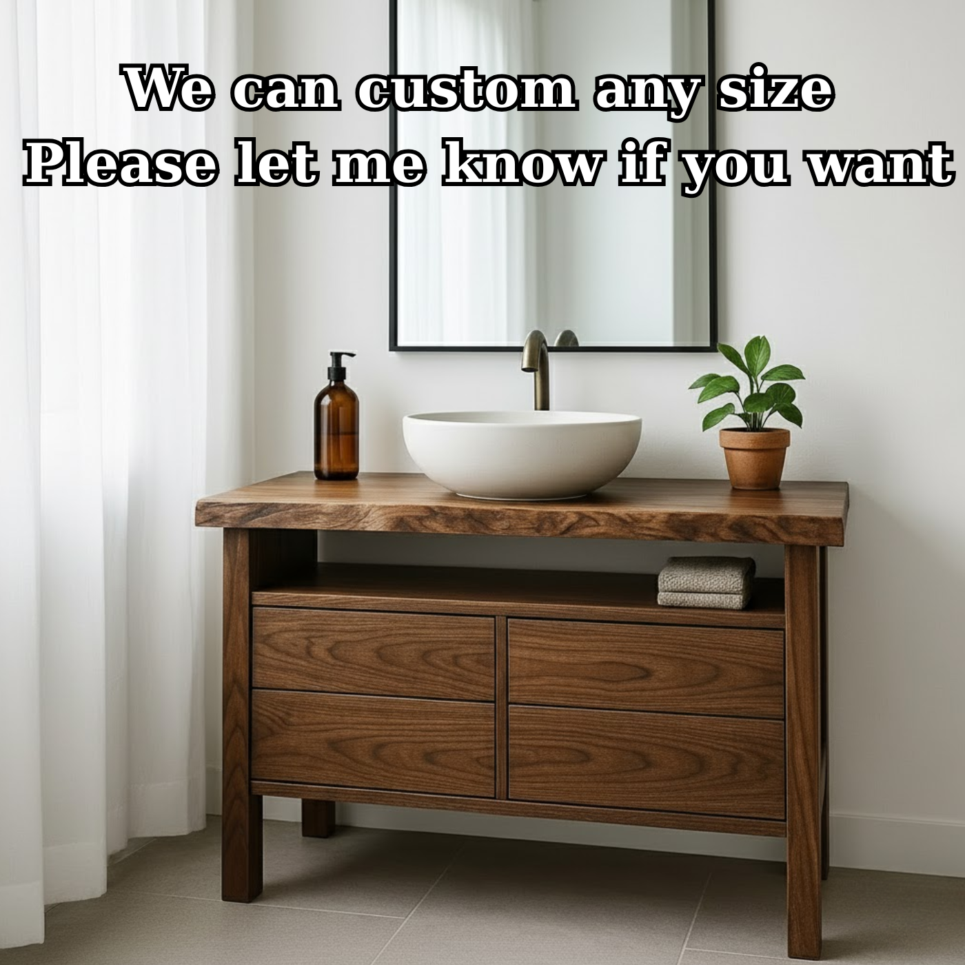 Handcrafted Solid Wood Bathroom Vanity with Live Edge Top and Minimalist Design Lynnsnail