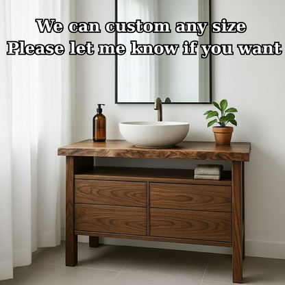 Handcrafted Solid Wood Bathroom Vanity with Live Edge Top and Minimalist Design Lynnsnail
