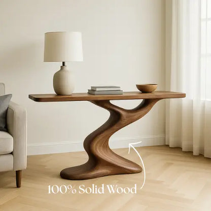 Handcrafted Solid Wood Wave Console Table – Contemporary Organic Form Lynnsnail