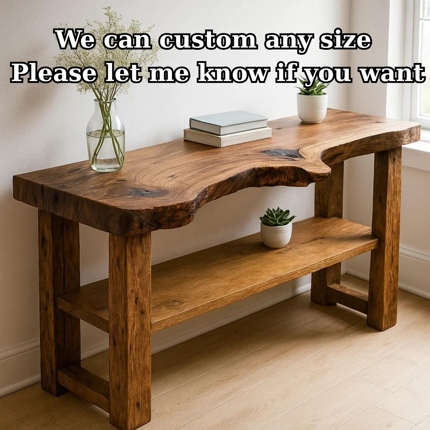 Handcrafted Solid Wood Console Table – Sculptural Organic Live-Edge Design Lynnsnail