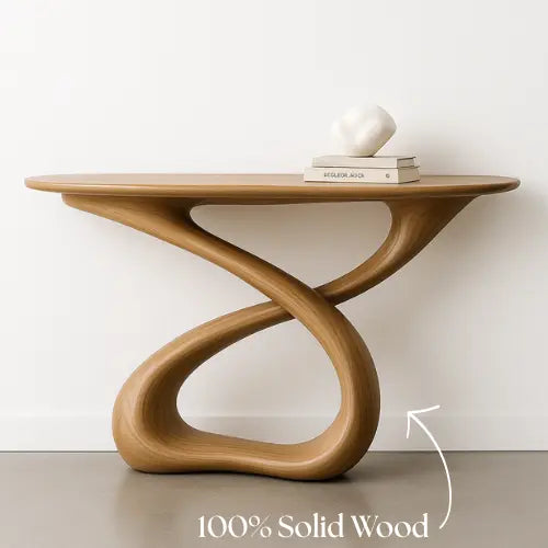 Handcrafted Solid Wood Twistform Console Table – Contemporary Organic Design Lynnsnail