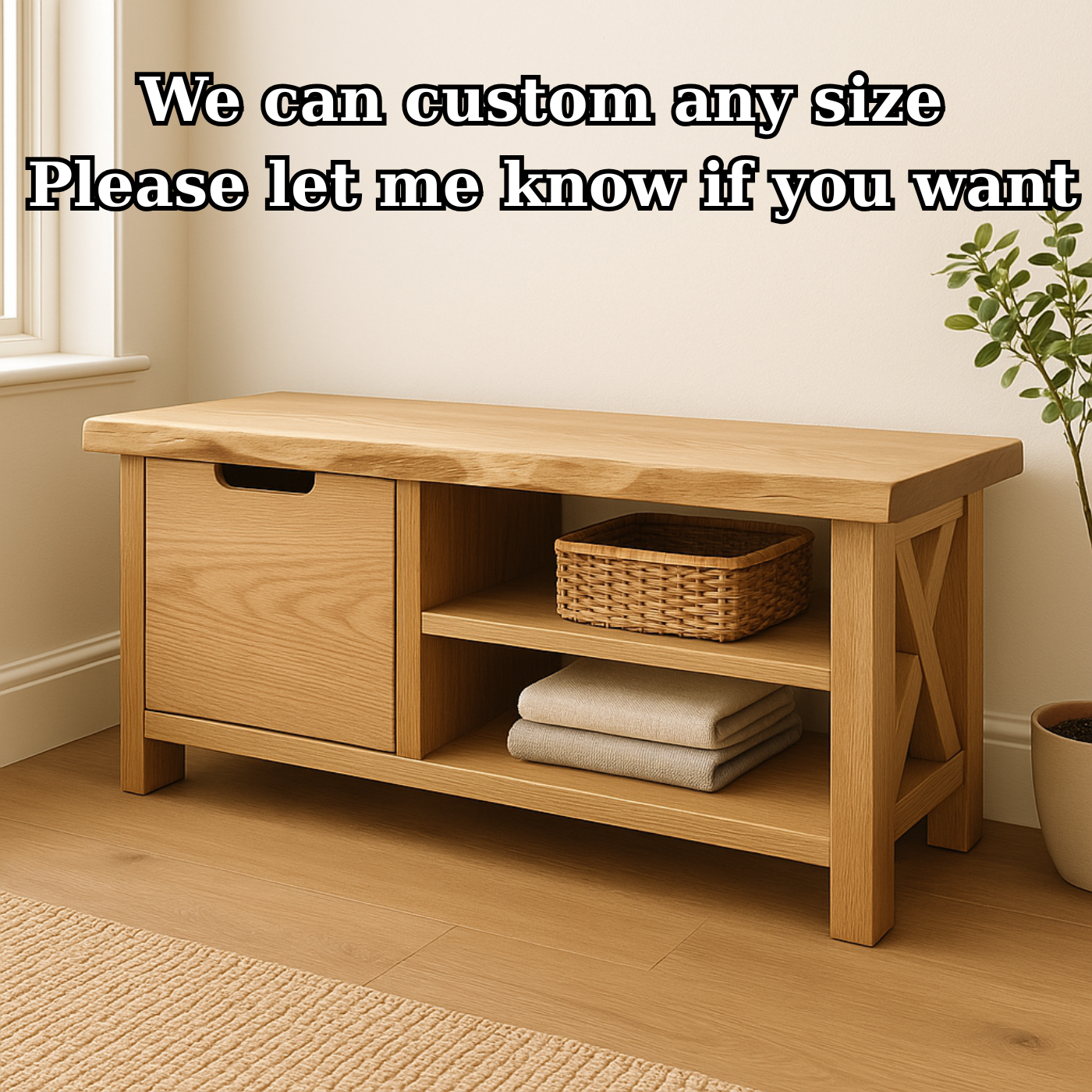 Handcrafted Solid Wood Bench – Modern Rustic Seating with X-Accent and Storage Lynnsnail