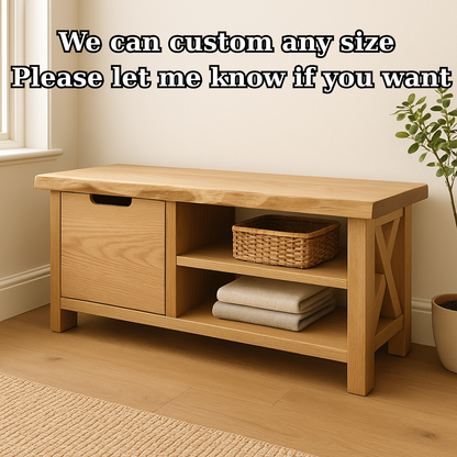 Handcrafted Solid Wood Bench – Modern Rustic Seating with X-Accent and Storage Lynnsnail
