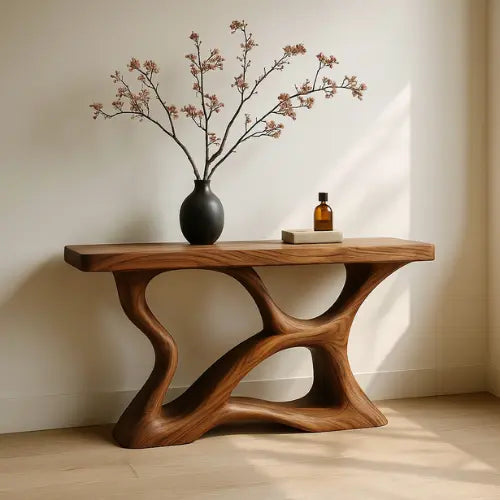 Handcrafted Solid Wood Drift Console Table – Contemporary Organic Form Lynnsnail