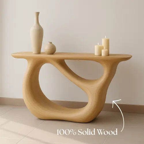 Handcrafted Solid Wood Organic Console Table – Light Oak Flow Design Lynnsnail