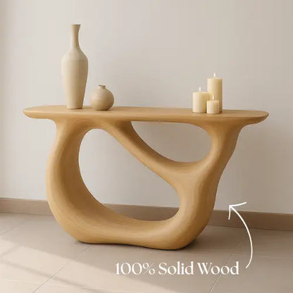 Handcrafted Solid Wood Organic Console Table – Light Oak Flow Design Lynnsnail