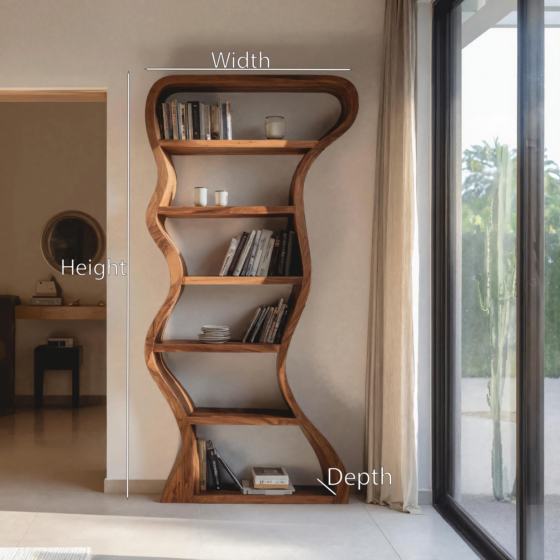 Organic Sculpture Wavy Bookshelf For Living Room Or Office Furniture Lynnsnail