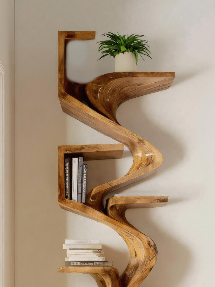Handcrafted Sculpted Bookshelf For Living Room Lynnsnail