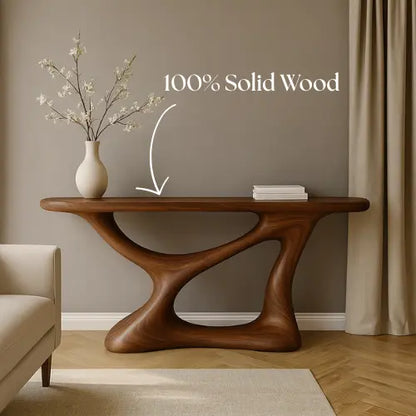 Handcrafted Solid Wood Essence Console Table – Modern Organic Sculpture Lynnsnail
