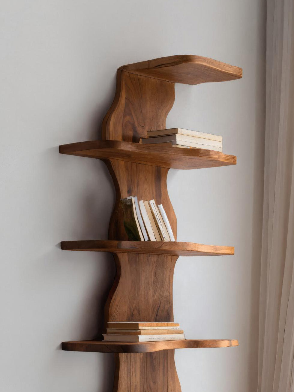 Modern Sculptural Wave Bookshelf For Living Room Lynnsnail