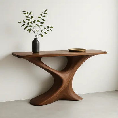 Handcrafted Solid Wood Twist Console Table – Modern Sculptural Design Lynnsnail