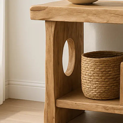 Handcrafted Solid Wood Sculptural Console Table – Organic Contemporary Form Lynnsnail