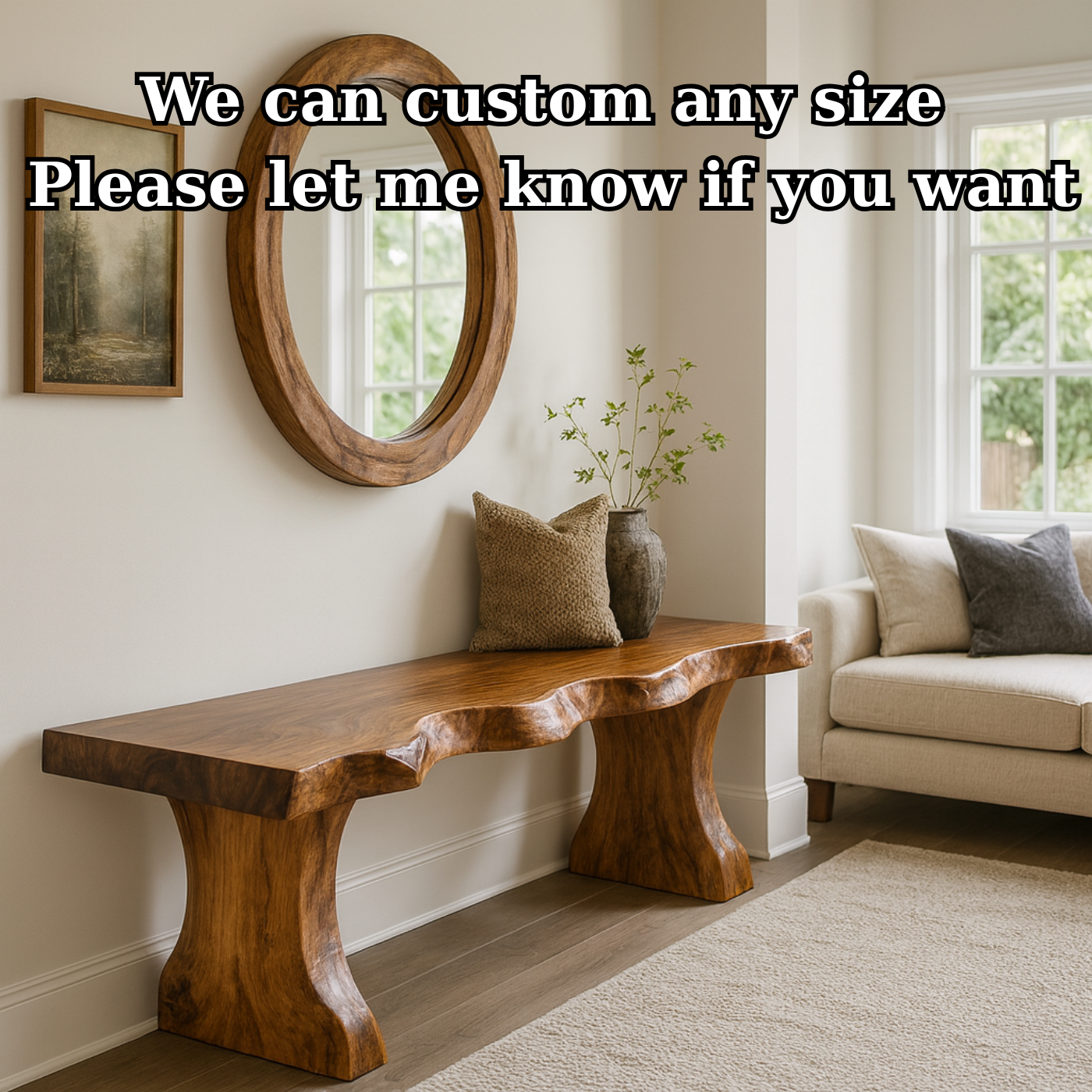 Handcrafted Solid Wood Live-Edge Entryway Bench – Sculptural & Organic Seating Lynnsnail