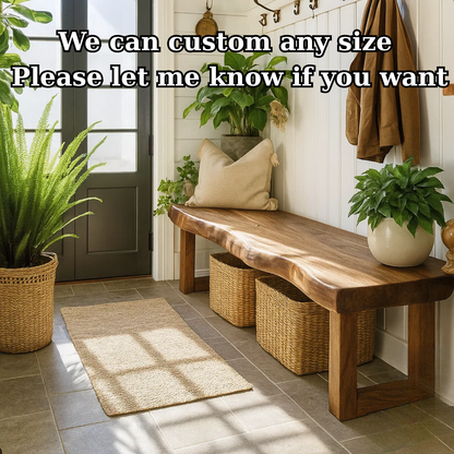 Handcrafted Solid Wood Bench – Live-Edge Entryway Bench with Organic Charm Lynnsnail