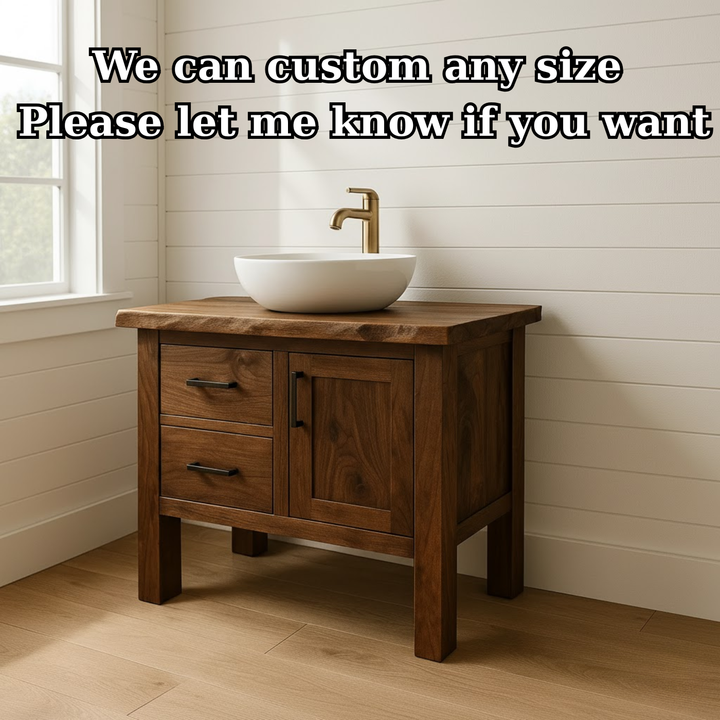 Handcrafted Solid Wood Bathroom Vanity - Live Edge Cabinet with Storage Lynnsnail
