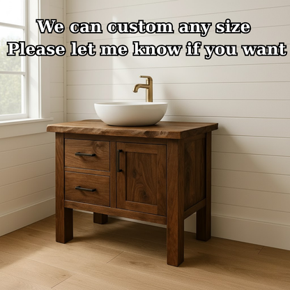 Handcrafted Solid Wood Bathroom Vanity - Live Edge Cabinet with Storage Lynnsnail
