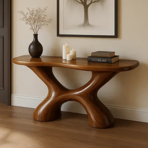 Handcrafted Solid Wood Fusion Console Table – Organic Modern Aesthetic Lynnsnail