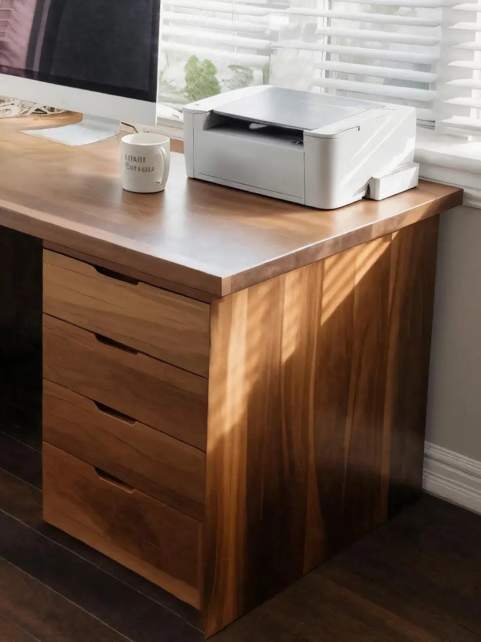 Modern Desk With Multiple Drawers For Home Office Lynnsnail
