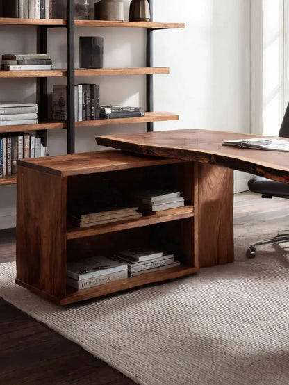 Modern Live Edge Desk With Storage For Workspace Lynnsnail