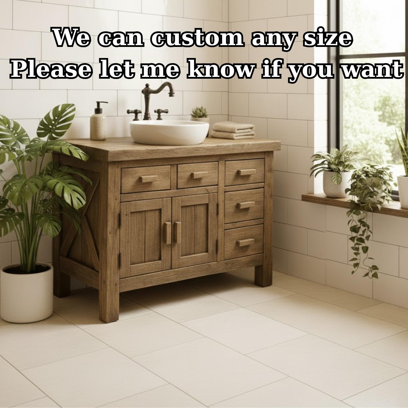 Handcrafted Solid Wood Bathroom Vanity - Rustic Farmhouse Style with X-Brace Detail Lynnsnail