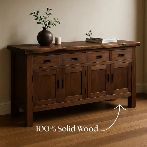 Handcrafted Solid Wood Live Edge Console Table – Rustic Walnut with Drawers Lynnsnail