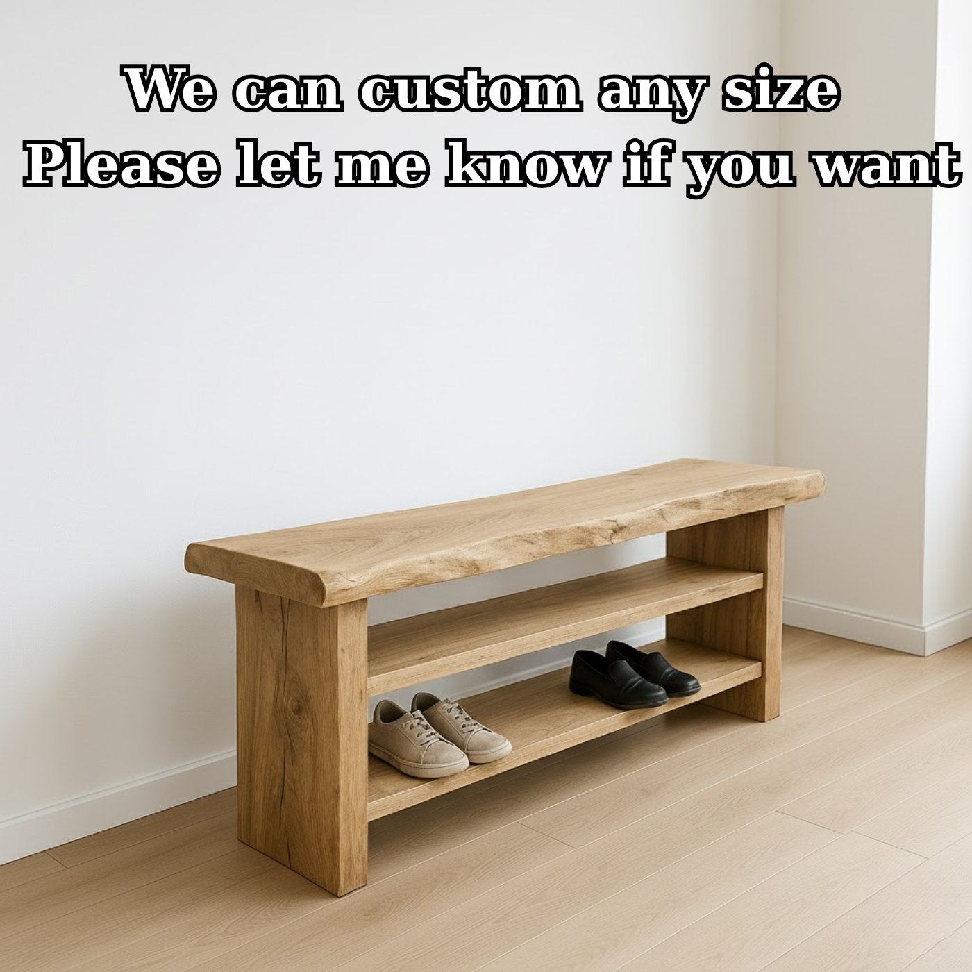 Handcrafted Solid Wood Entryway Bench with Shoe Storage – Natural Live-Edge Design Lynnsnail