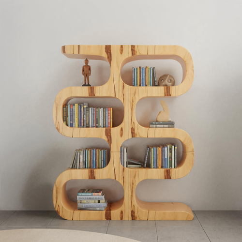 Modern Curved Bookshelf For Japandi Or Minimalist Living Room Lynnsnail