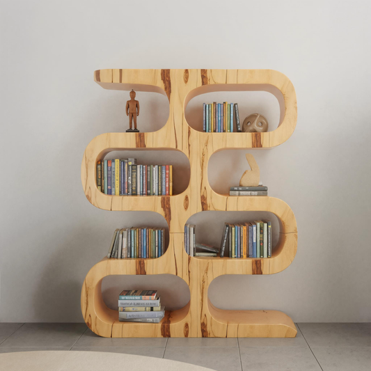 Modern Curved Bookshelf For Japandi Or Minimalist Living Room Lynnsnail
